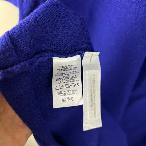 NWT Ann Taylor Ultraviolet Blue Mock Neck Midi Flare Sweater Dress - Picture 4 of 6